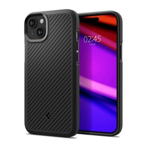 SPIGEN CORE ARMOR szilikon telefonvédő (közepesen ütésálló, kamera védelem, csíkos minta) FEKETE Apple iPhone 15