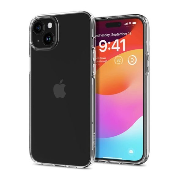 SPIGEN LIQUID CRYSTAL szilikon telefonvédő (közepesen ütésálló, légpárnás sarok) ÁTLÁTSZÓ Apple iPhone 15 Plus