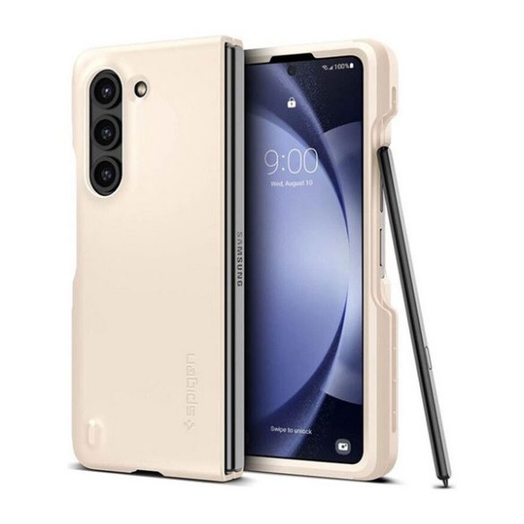 SPIGEN THIN FIT műanyag telefonvédő (matt, ultravékony, kamera védelem, S Pen tartó) CSONTFEHÉR Samsung Galaxy Z Fold5 5G (SM-F946)