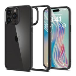   SPIGEN ULTRA HYBRID műanyag telefonvédő (közepesen ütésálló, szilikon légpárnás keret) FEKETE Apple iPhone 15 Pro Max