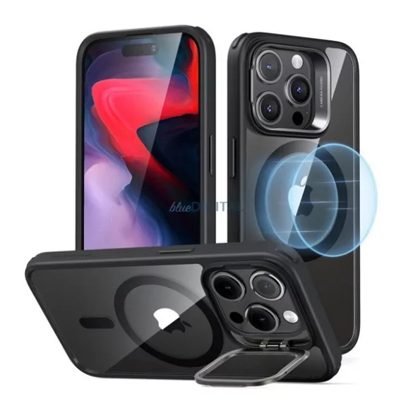 ESR CLASSIC HALOLOCK szilikon telefonvédő (ütésállóság, légpárnás sarok, MagSafe) FEKETE Apple iPhone 15 Pro