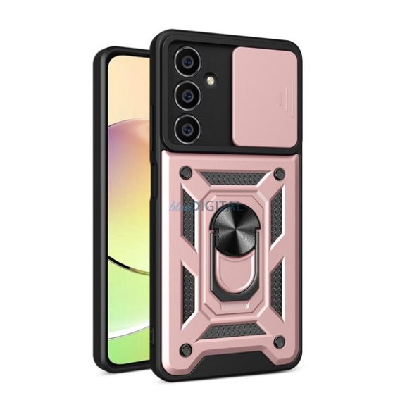 Defender műanyag telefonvédő (ütésállóság, szilikon belső, tartógyűrű, kameravédő) RÓZSASZÍN Samsung Galaxy S23 FE (SM-S711)
