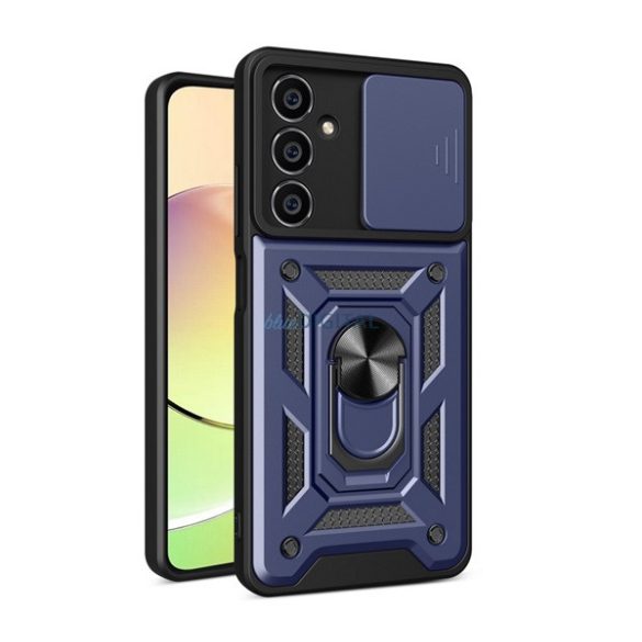 Defender műanyag telefonvédő (ütésállóság, szilikon belső, tartógyűrű, kameravédő) SÖTÉTKÉK Samsung Galaxy S23 FE (SM-S711)