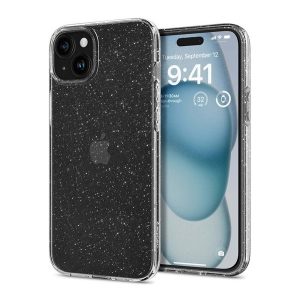 SPIGEN LIQUID CRYSTAL GLITTER szilikon telefonvédő (közepesen ütésálló, légpárnás sarok, csillámporos) ÁTLÁTSZÓ Apple iPhone 15 Plus