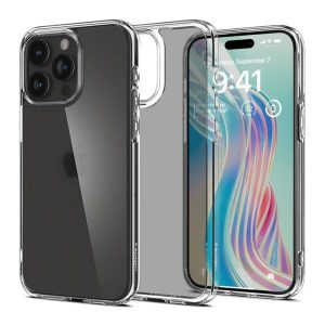 SPIGEN ULTRA HYBRID műanyag telefonvédő (közepesen ütésálló, szilikon légpárnás keret, matt) ÁTLÁTSZÓ Apple iPhone 15 Pro