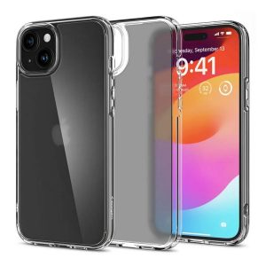 SPIGEN ULTRA HYBRID műanyag telefonvédő (közepesen ütésálló, szilikon légpárnás keret, matt) ÁTLÁTSZÓ Apple iPhone 15