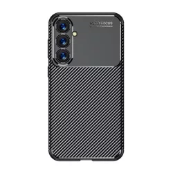   Szilikon telefonvédő (ütésállóság, légpárnás sarok, karbon minta) FEKETE Samsung Galaxy S23 FE (SM-S711)