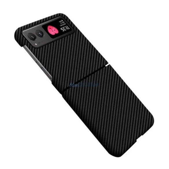 Műanyag telefonvédő (karbon minta) FEKETE Motorola Razr 40 5G