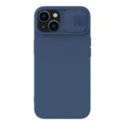   NILLKIN CAMSHIELD SILKY szilikon telefonvédő (matt, mikrofiber plüss belső, kamera védelem, környezetbarát) SÖTÉTKÉK Apple iPhone 15 Plus