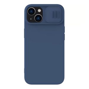 NILLKIN CAMSHIELD SILKY szilikon telefonvédő (matt, mikrofiber plüss belső, kamera védelem, környezetbarát) SÖTÉTKÉK Apple iPhone 15 Plus