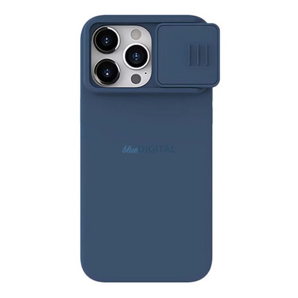 NILLKIN CAMSHIELD SILKY szilikon telefonvédő (matt, mikrofiber plüss belső, kamera védelem, környezetbarát) SÖTÉTKÉK Apple iPhone 15 Pro