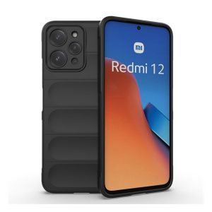 Szilikon telefonvédő (közepesen ütésálló, kamera védelem, 3D minta) FEKETE Xiaomi Redmi 12