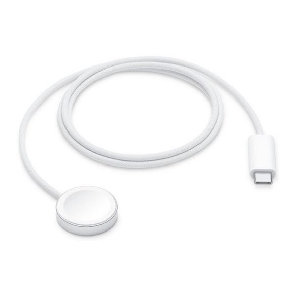 APPLE asztali töltő (Type-C,  wireless, gyorstöltő, 100cm, textil, MX2H2ZM/A utód, Apple Watch töltő) FEHÉR 