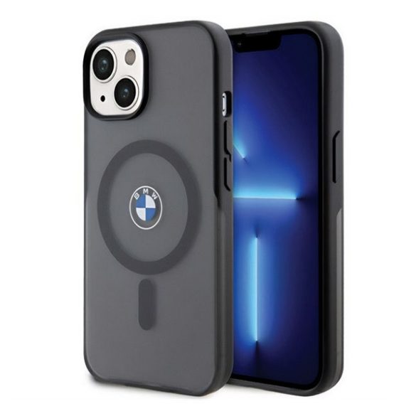 BMW SIGNATURE MAGSAFE szilikon telefonvédő (ütésállóság, műanyag hátlap) FEKETE Apple iPhone 15