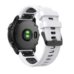 Pótszíj (egyedi méret, 22mm, szilikon, fekete csat, QuickFit csatlakozás) FEHÉR/FEKETE Garmin Epix (Gen2), Garmin Fenix 3, Garmin Fenix 3 HR, Garmin Fenix 5, Garmin Fenix 6, Garmin Fenix 6 Pro, Garmin Fenix 6 Pro Solar, Garmin Fenix 6 Sapphire, Garmi