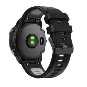 Pótszíj (egyedi méret, 22mm, szilikon, fekete csat, QuickFit csatlakozás) FEKETE/SZÜRKE Garmin Epix (Gen2), Garmin Fenix 3, Garmin Fenix 3 HR, Garmin Fenix 5, Garmin Fenix 6, Garmin Fenix 6 Pro, Garmin Fenix 6 Pro Solar, Garmin Fenix 6 Sapphire, Garm