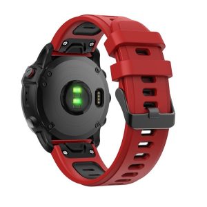 Pótszíj (egyedi méret, 22mm, szilikon, fekete csat, QuickFit csatlakozás) PIROS/FEKETE Garmin Epix (Gen2), Garmin Fenix 3, Garmin Fenix 3 HR, Garmin Fenix 5, Garmin Fenix 6, Garmin Fenix 6 Pro, Garmin Fenix 6 Pro Solar, Garmin Fenix 6 Sapphire, Garmi