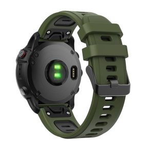 Pótszíj (egyedi méret, 22mm, szilikon, fekete csat, QuickFit csatlakozás) SÖTÉTZÖLD/FEKETE Garmin Epix (Gen2), Garmin Fenix 3, Garmin Fenix 3 HR, Garmin Fenix 5, Garmin Fenix 6, Garmin Fenix 6 Pro, Garmin Fenix 6 Pro Solar, Garmin Fenix 6 Sapphire, G