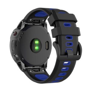 Pótszíj (egyedi méret, 26mm, szilikon, fekete csat, QuickFit csatlakozás) FEKETE/SÖTÉTKÉK Garmin Epix Pro (Gen2) 51mm, Garmin Fenix 5X, Garmin Fenix 6X, Garmin Fenix 6X Pro, Garmin Fenix 6X Pro Sapphire, Garmin Fenix 6X Pro Solar, Garmin Fenix 7X, Ga