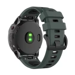  Pótszíj (egyedi méret, 26mm, szilikon, fekete csat, QuickFit csatlakozás) SÖTÉTZÖLD/FEKETE Garmin Fenix 5X, Garmin Fenix 6X, Garmin Fenix 6X Pro, Garmin Fenix 6X Pro Sapphire, Garmin Fenix 6X Pro Solar, Garmin Fenix 7X, Garmin Fenix 7X Pro Solar, Gar