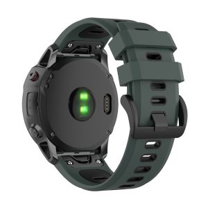 Pótszíj (egyedi méret, 26mm, szilikon, fekete csat, QuickFit csatlakozás) SÖTÉTZÖLD/FEKETE Garmin Fenix 5X, Garmin Fenix 6X, Garmin Fenix 6X Pro, Garmin Fenix 6X Pro Sapphire, Garmin Fenix 6X Pro Solar, Garmin Fenix 7X, Garmin Fenix 7X Pro Solar, Gar