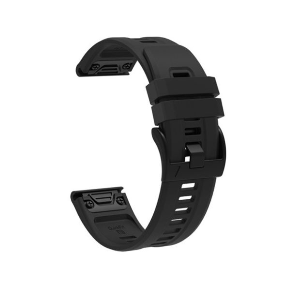 Pótszíj (egyedi méret, 26mm, szilikon, QuickFit csatlakozás) FEKETE Garmin Epix Pro (Gen2) 51mm, Garmin Fenix 5X, Garmin Fenix 6X, Garmin Fenix 6X Pro, Garmin Fenix 6X Pro Sapphire, Garmin Fenix 6X Pro Solar, Garmin Fenix 7X, Garmin Fenix