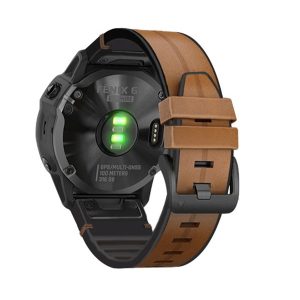 Pótszíj (egyedi méret, 22mm, bőr hatású, QuickFit csatlakozás) BARNA Garmin Fenix 3, Garmin Fenix 6, Garmin Fenix 6 Sapphire, Garmin Fenix 6 Pro, Garmin Fenix 5, Garmin Fenix 3 HR, Garmin Epix (Gen2), Garmin Fenix 6 Pro Solar, Garmin Fenix