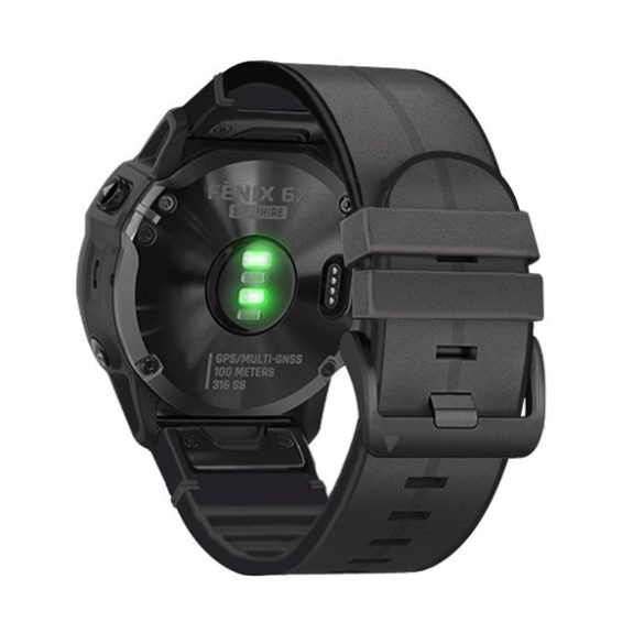 Pótszíj (egyedi méret, 26mm, bőr hatású, QuickFit csatlakozás) FEKETE Garmin Fenix 6X, Garmin Fenix 6X Pro Solar, Garmin Fenix 5X, Garmin Fenix 7X, Garmin Fenix 6X Pro, Garmin Fenix 6X Pro Sapphire, Garmin Fenix 7X Sapphire, Garmin Fenix 7X