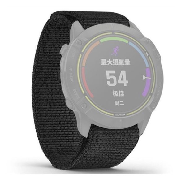 Pótszíj (egyedi méret, 22mm, nylon, tépőzáras, légáteresztő) FEKETE Garmin Fenix 3, Garmin Fenix 6, Garmin Fenix 6 Sapphire, Garmin Fenix 6 Pro, Garmin Fenix 5, Garmin Fenix 3 HR, Garmin Epix (Gen2), Garmin Fenix 6 Pro Solar, Garmin Fenix