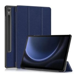   Tok álló, bőr hatású (aktív FLIP, oldalra nyíló, TRIFOLD, asztali tartó, ceruza tartó) SÖTÉTKÉK Samsung Galaxy Tab S9 FE WIFI (SM-X510), Samsung Galaxy Tab S9 FE LTE (SM-X516)