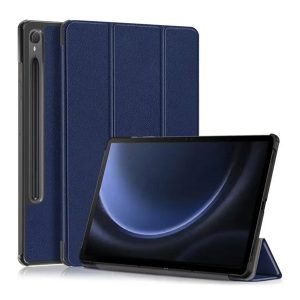 Tok álló, bőr hatású (aktív FLIP, oldalra nyíló, TRIFOLD, asztali tartó, ceruza tartó) SÖTÉTKÉK Samsung Galaxy Tab S9 FE WIFI (SM-X510), Samsung Galaxy Tab S9 FE LTE (SM-X516)