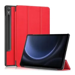   Tok álló, bőr hatású (aktív FLIP, oldalra nyíló, TRIFOLD, asztali tartó, ceruza tartó) PIROS Samsung Galaxy Tab S9 FE LTE (SM-X516), Samsung Galaxy Tab S9 FE WIFI (SM-X510)