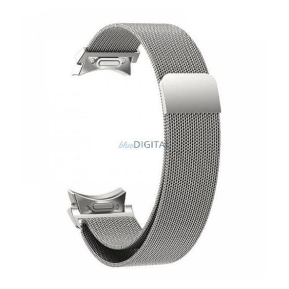 Pótszíj (egyedi méret, fém, milánói szíj, mágneses zár) EZÜST Samsung Galaxy Watch 6 eSIM 44mm (SM-R945), Galaxy Watch 6 eSIM 40mm (SM-R935), Galaxy Watch 6 Classic 47mm (SM-R960)