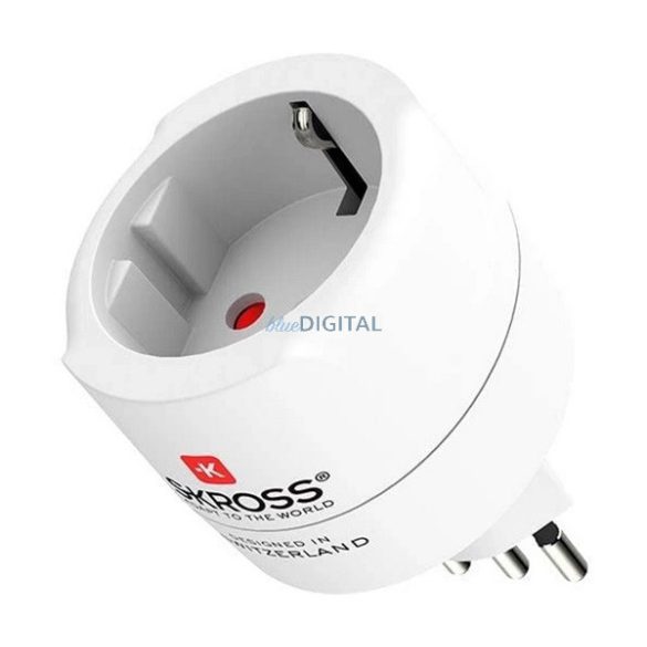 SKROSS utazó adapter (250V/1A, EU2 pin - CH, IT, BR, földelt) FEHÉR