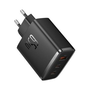 BASEUS OS-CUBE PRO hálózati töltő USB+2 Type-C aljzat (65W, GaN5, PD gyorstöltő 3.0) FEKETE