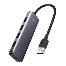   UGREEN USB HUB 5in1 (elosztó, 4 USB+Type-C aljzat, 16cm) SZÜRKE