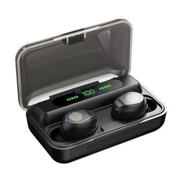 REMAX bluetooth fülhallgató SZTEREO (v5.0, TWS, mikrofon, LED kijelző + töltőtok) FEKETE