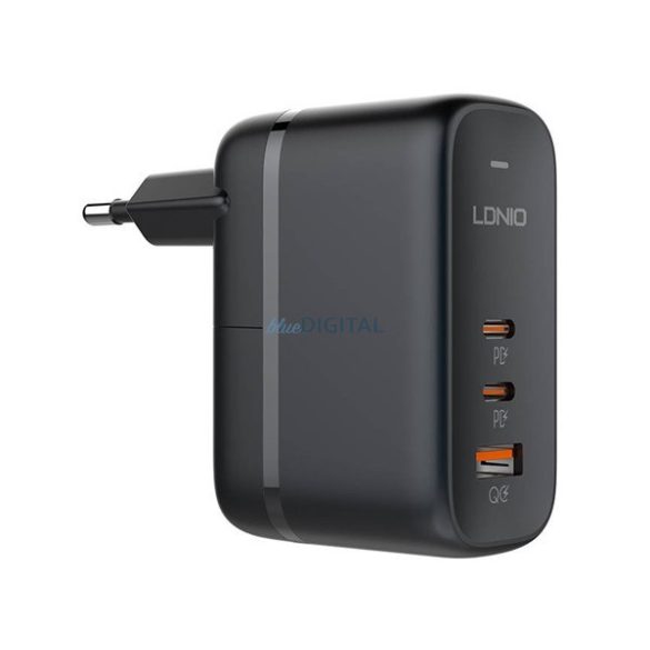 LDNIO Q366 hálózati töltő USB+2 Type-C aljzat (65W, GaN, PD gyorstöltő) FEKETE