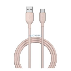 DEVIA JELLY adatkábel (USB - Type-C, 2.4A, gyorstöltő, 120cm) RÓZSASZÍN