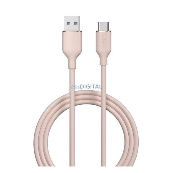 DEVIA JELLY adatkábel (USB - Type-C, 2.4A, gyorstöltő, 120cm) RÓZSASZÍN