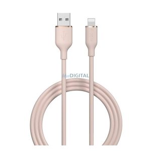 DEVIA JELLY adatkábel (USB - lightning, 2.4A, gyorstöltő, 120cm) RÓZSASZÍN Apple IPAD 2, iPhone 5, iPhone 5S