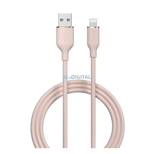 DEVIA JELLY adatkábel (USB - lightning, 2.4A, gyorstöltő, 120cm) RÓZSASZÍN Apple IPAD 2, iPhone 5, iPhone 5S