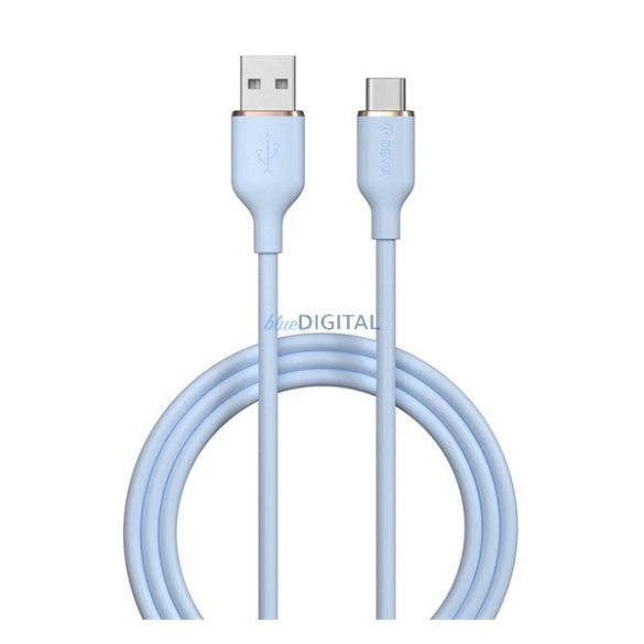 DEVIA JELLY adatkábel (USB -Type-C, 2.4A, gyorstöltő, 120cm) VILÁGOSKÉK