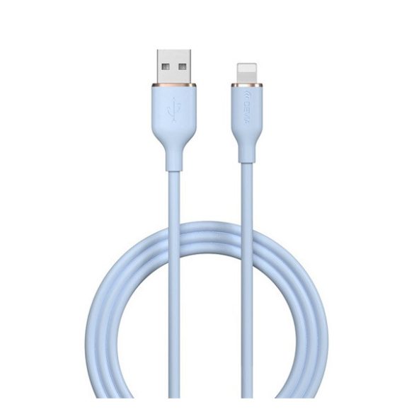 DEVIA JELLY adatkábel (USB - lightning, 2.4A, gyorstöltő, 120cm) VILÁGOSKÉK