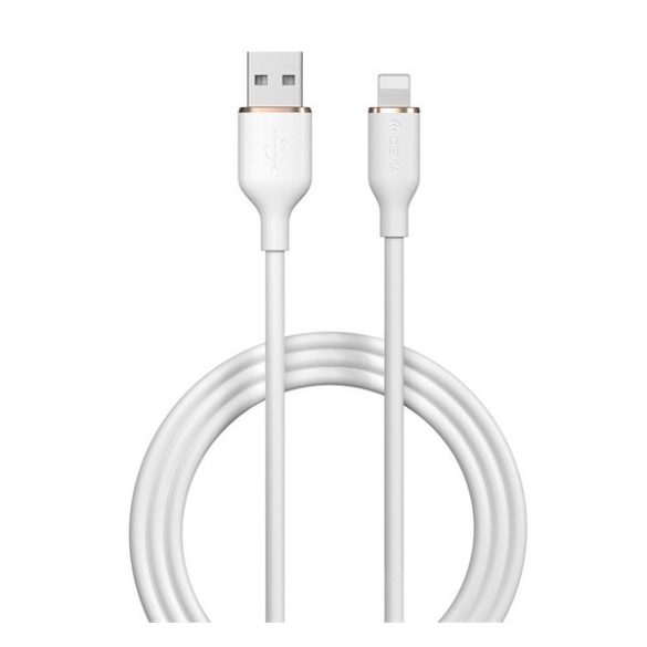 DEVIA JELLY adatkábel (USB - lightning, 2.4A, gyorstöltő, 120cm) FEHÉR