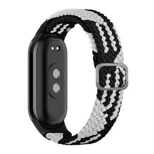 Pótszíj (egyedi méret, textil, szőtt minta) FEKETE/FEHÉR Xiaomi Band 8