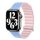 Pótszíj (egyedi méret, nagy, szilikon, bőr hatású, 3D, mágneses) VILÁGOSKÉK/RÓZSASZÍN Apple Watch Ultra 49mm, Watch Series 7 45mm, Watch Series 8 45mm