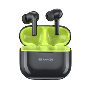 AWEI T1 PRO bluetooth fülhallgató SZTEREO (v5.3, TWS, mikrofon, IPX6 vízálló + töltőtok) FEKETE/ZÖLD