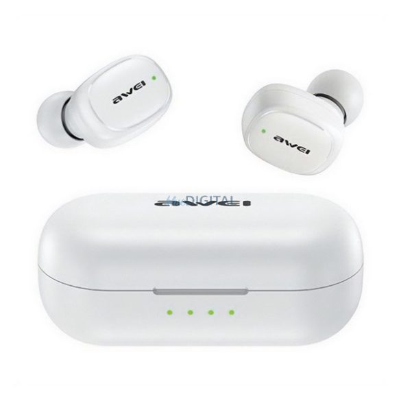 AWEI T13 PRO bluetooth fülhallgató SZTEREO (v5.1, TWS, vízálló, extra mini + töltőtok) FEHÉR