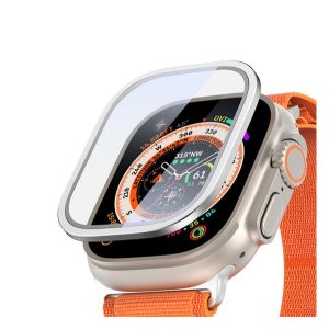 DUX DUCIS FLAS kijelzővédő üveg (alumínium keret, 9H) EZÜST Apple Watch Ultra 2 49mm, Watch Ultra 49mm